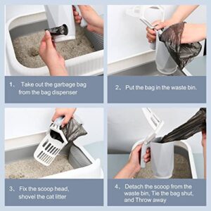 Hooyeatlin 3-in-1 Cat Litter Scoop with Holdor - Small Portable Integrated Cat Litter Scooper with 150 Refill Bags Kitty Litter Scoop Shovel for 1~2 Cats or Kitten (Gray)