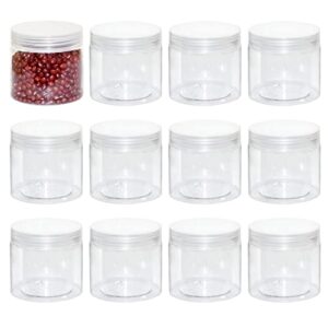 slime jars storage clear empty plastic container with lids round food candy clear plastic container 12 pack 6.8oz