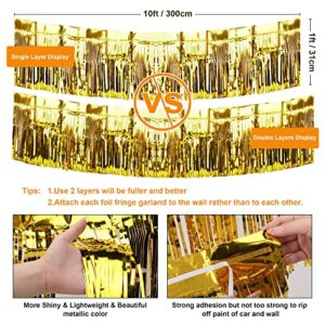 2 Pack Iridescent Float Fringe Curtains, Metallic Streamers Foil Fringe Garland Shiny Tassel Foil Float Parade Float Decorations for Trailer Car Graduation Homecoming Outdoor Indoor Party (Gold)