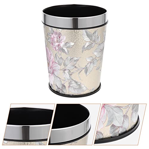 Healeved Garbage Decorative Home Steel Storage Pattern Trash Plastic Container Flower Floral Small Rooms Room Fixed Bedroom Open Laundry Recycling Hotel Wastebaskets Holder Multi-Function