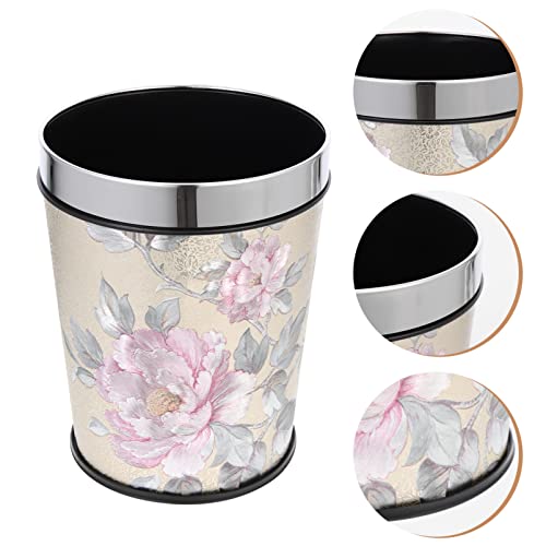 2pcsgarbage Kitchen Small Dorms Trash Open Office Hotel Practical Household Room Decorative and Multi-Function Furnishing for Garbage Basket Can Steel Rubbish Round Living