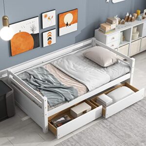 homsof twin daybed with two storage drawers,white