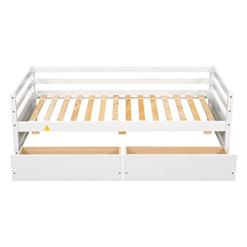 HomSof Twin Daybed with Two Storage Drawers,White
