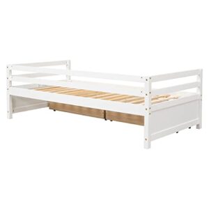 HomSof Twin Daybed with Two Storage Drawers,White