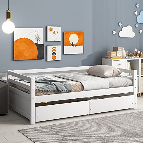 HomSof Twin Daybed with Two Storage Drawers,White