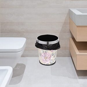 Healeved Garbage Bedroom Office Basket Vintage Yellow Room Container Kitchen Decorative Buckets Garbage Waste Bag and for Laundry Small Bathroom Steel Flower Floral Metal Home Bucket