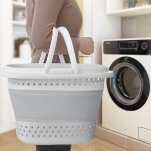 2 Pack Collapsible Laundry Basket, Plastic Foldable Pop Up Laundry Hamper,Portable Washing Tub With Handle, Space Saving Storage Container/Organizer-Grey 30L Medium