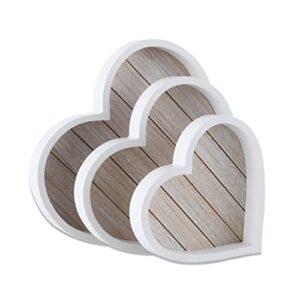 wooden heart tray for ottoman coffee table tray décor set of 3 (heart)