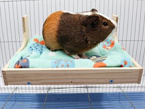 guinea pig loft bed with little pad, wood guinea pig habitat, rat nest house, hamster cage accessory, small animal sleeping hammock bed hideout for guinea pig hamster hedgehog rat chinchilla bunny