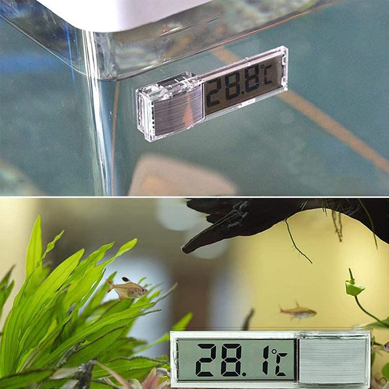 Acxico 2Pcs LCD 3D Digital Electronic Temperature Measurement Fish Tank Temp Meter Aquarium Thermometer Temperature Control Accessories