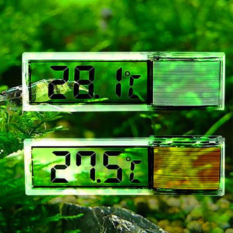 Acxico 2Pcs LCD 3D Digital Electronic Temperature Measurement Fish Tank Temp Meter Aquarium Thermometer Temperature Control Accessories