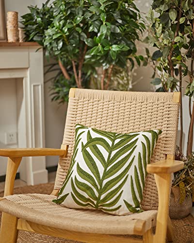 Summoning Green Leaf Throw Pillow Covers 18x18, Plant Embroidered Pillows Decorative Throw Pillows for Couch Bed Sofa Bedroom (Pack of 1)