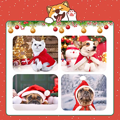 Pet Christmas Costume Cat Dog Poncho Cape with Hat Santa Claus Cloak for Cats and Small Dogs Red Winter Outwear Funny Christmas Pet Dress Up Soft and Thick Red Velvet Apparel for Cats (Medium)