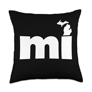michigan pride co michigan two letter state abbreviation unique resident throw pillow, 18x18, multicolor