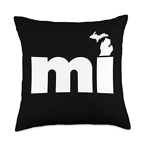 Michigan Pride Co Michigan Two Letter State Abbreviation Unique Resident Throw Pillow, 18x18, Multicolor