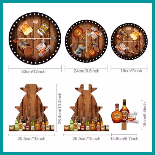 3 Tier Cupcake Stand - Perfect for Men's Birthday Football Parties, Superbowl Party, and Milestone Birthdays - Whisky/Beer Design - Birthday Party Supplies and Decorations (Whisky/Beer)
