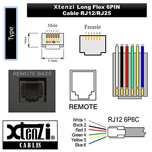 Xtenzi 6Pin Flex Cable XTFC Wire Accessory XT91619 for Amp Remote Knob Compatible with Pioneer Amplifier