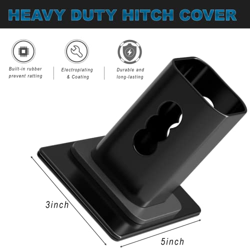 TOEASYTY Heavy American Flag Metal Trailer Hitch Cover for 2" inch Receivers,Tow Hitch Covers 2 Inch for Truck Accessories (with 5/8-Inch Pin Diameter Trailer Hitch Lock, Blue Line)