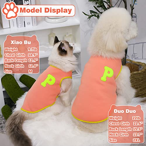 MESHEEN 2 Pieces Dog Casual Shirt Without Sleeves for Puppy and Cats Made of Soft Inner Fleece Breathable Fabric Keep Your Pet Cozy, Cute Pet Clothes Printed P Pattern