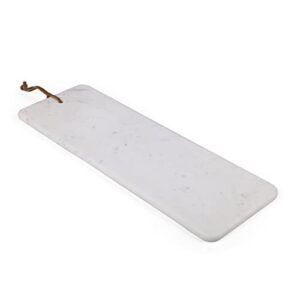 birdrock home 23" marble serving board | 100% natural, premium marble | 23" l x 8" w | charcuterie board for party appetizers | kitchen platter for food | fruit display - white