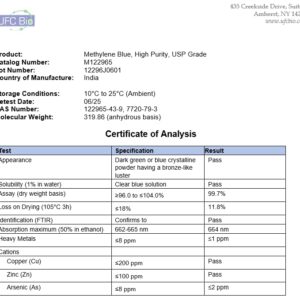 Methylene Blue Powder - USP Grade, 99+% - 3rd Party Tested - 1 Gram