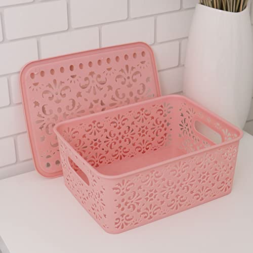 Cabilock Storage Desktop Sundries Socks Clo Hollow Finishing Scarfs Underwear Plastic Drawer Cosmetic Pink For Bra Organizers