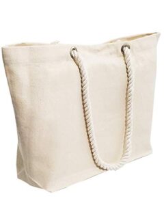 6 pack rope handle tote bags large tote bag with rope handles sturdy canvas reusable grocery shopping bags tote bag beach bag (large (20"w x 15"h x 5"d))