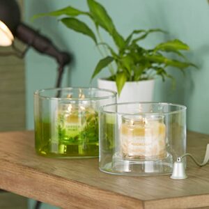 PartyLite Blown Glass Green Ombre Jar Candle Holder - Reversible Design