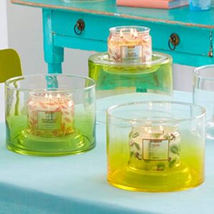 PartyLite Blown Glass Green Ombre Jar Candle Holder - Reversible Design