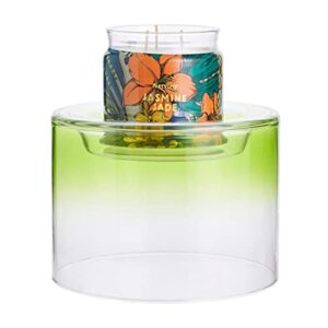 PartyLite Blown Glass Green Ombre Jar Candle Holder - Reversible Design