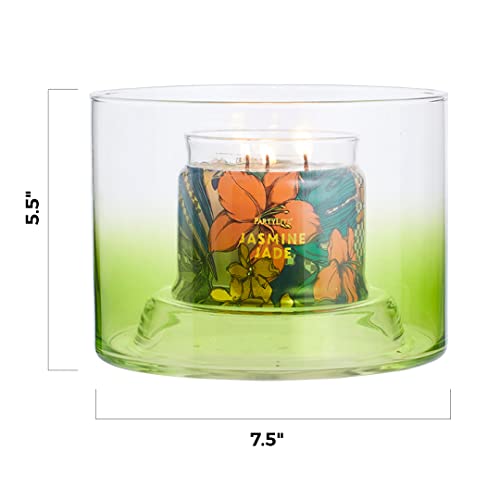 PartyLite Blown Glass Green Ombre Jar Candle Holder - Reversible Design