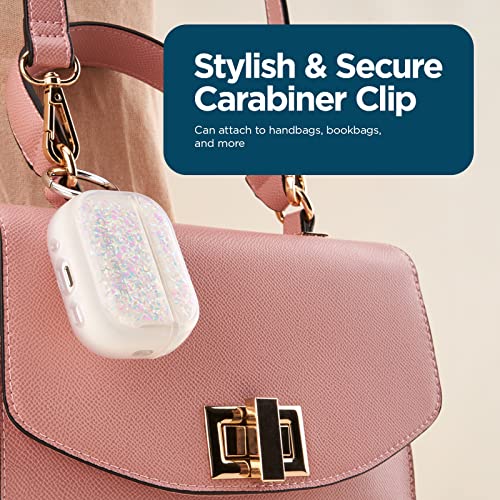 Case-Mate Apple AirPods Pro 2 Case Cover with Keychain (Silver) - Twinkle Stardust [Wireless Charging Compatible] [Front LED Visible] Cute Case for AirPods Pro 2 with Anti-Scratch, Shockproof Material