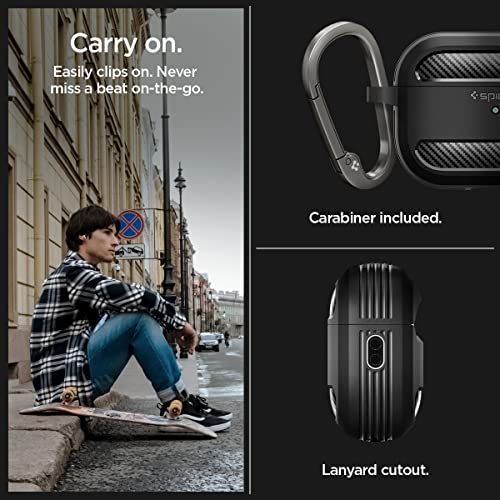 Spigen AirPods Pro 2nd Generation Rugged Armor Case and Lanyard Strap Designed for AirPods Pro 2 (2022) - Black