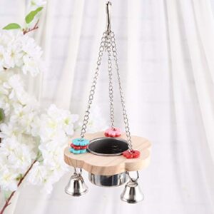 Chew Toys 2pcs Steel Bells Toy- Toys Wooden Size Drinking Pet Parrot Bowl Food Stainless Swing Cage Stand Hanging Practical Wood Chewing with Interactive Small Feeding Large Bird Cage