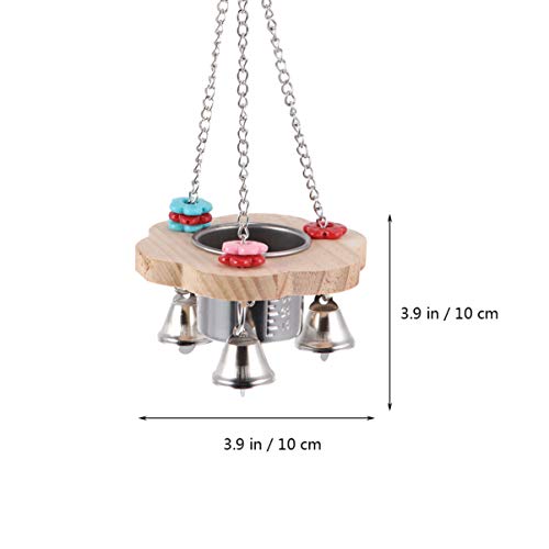 Chew Toys 2pcs Steel Bells Toy- Toys Wooden Size Drinking Pet Parrot Bowl Food Stainless Swing Cage Stand Hanging Practical Wood Chewing with Interactive Small Feeding Large Bird Cage