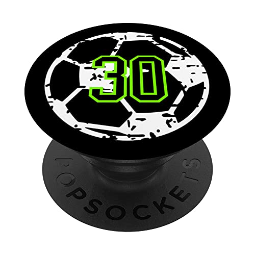 Number #30 Green Black Soccer Player Number 30 PopSockets Swappable PopGrip