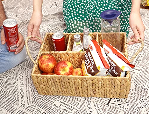 Rectangle Water Hyacinth Storage Baskets Set Of 4 and Wicker Divided Storage Basket Woven Natural Basket Hyacinth