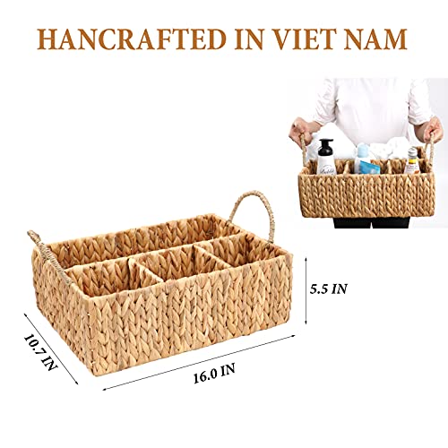 Rectangle Water Hyacinth Storage Baskets Set Of 4 and Wicker Divided Storage Basket Woven Natural Basket Hyacinth