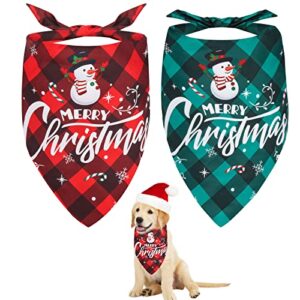 guoyihua christmas dog bandanas, christmas dog bandana classic plaid pet scarf, double-layer triangle bibs kerchief merry christmas pet bandana for small medium large dogs cats pets (polyester, 2pcs)