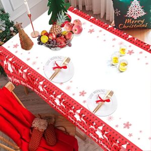 FTASDRAXS 6 Paper Tablecloths for Rectangle Tables - 54" x 108" Disposable White Table Covers, 3-Ply Paper & Plastic Waterproof