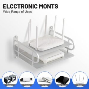 Z-Color Silver Metal Double Wireless WiFi Router Storage Box / TV Set Box Shelf Wall Hanging Plug Board Bracket Cable Storage Organizer (Silver-Small)