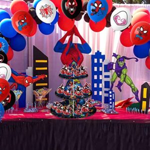 Hero Cupcake Stand (3 Tier), Hero Themed Birthday Party Centerpiece for Kid Birthday Party Decorations Supplies