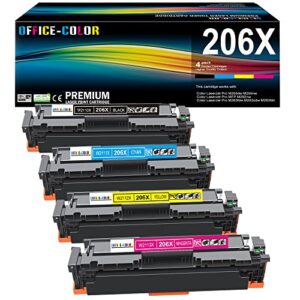 206x toner cartridges 4 pack high yield 206a for hp color laserjet pro mfp m283fdw, mfp m283cdw,color laserjet pro m255dw, color pro m255, color pro mfp m282, m283 printers ink