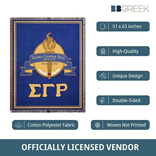 Bad Bananas BBGreek Sigma Gamma Rho Sorority Paraphernalia - Official SGRho Centennial Vendor - Woven Tapestry Throw Blanket - 51 x 63 Inches