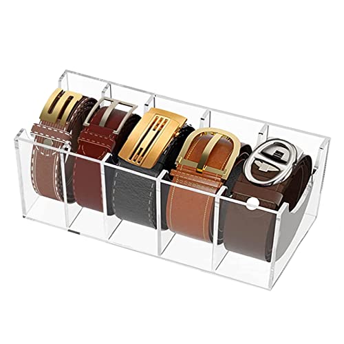 Belt Organizer for Closet，Belt Holder for Closet，Tie and Belt Organizer for Closet,Belt Organizer with 5 Compartments Display Case