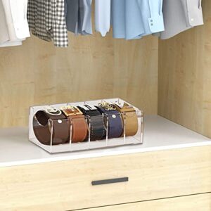 Belt Organizer for Closet，Belt Holder for Closet，Tie and Belt Organizer for Closet,Belt Organizer with 5 Compartments Display Case