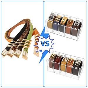 Belt Organizer for Closet，Belt Holder for Closet，Tie and Belt Organizer for Closet,Belt Organizer with 5 Compartments Display Case