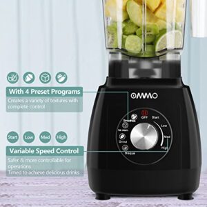 OMMO Countertop Blenders for Kitchen Max 1800W, Smoothie Blender with 4 Preset Programs, 68oz BPA Free Blender for Shakes and Smoothies, Nuts, Ice, and Fruits, Dishwasher Safe