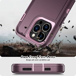 Qireoky for iPhone 14 Pro Case,iPhone 14 Pro Phone Case with Stand Heavy Duty Protective Anti-dust Port Cover Non-Slip Multi Layers 3 in 1 Bumper Shockproof Case for iPhone 14 Pro(Purple)