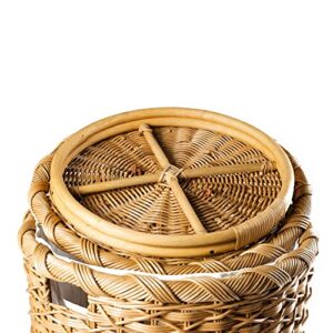 The Basket Lady Round Wicker Laundry Hamper, Large, 19 in Dia x 25 in H, Sandstone